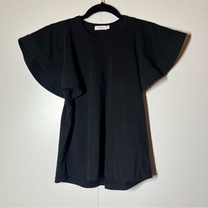 A.L.C. Black Top Cotton Flutter Sleeve Oversized